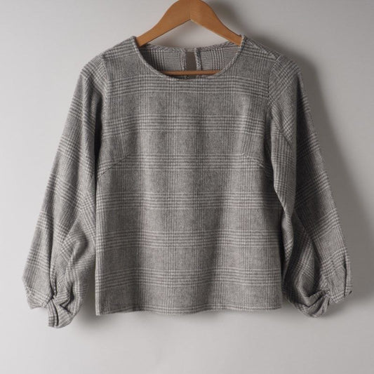 グレンチェック柄ブラウス