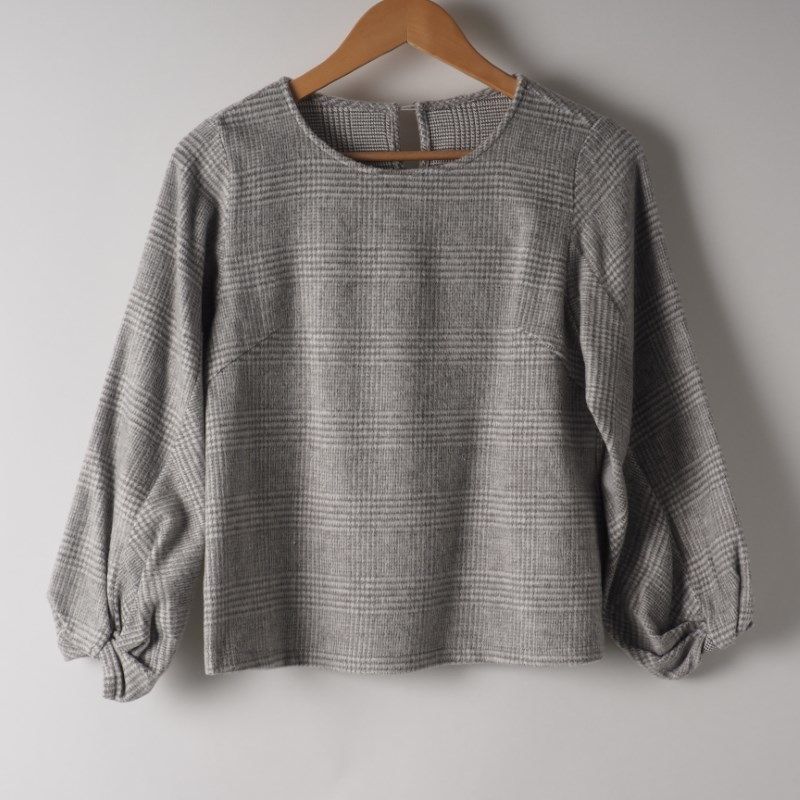 グレンチェック柄ブラウス