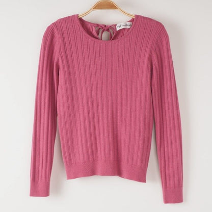 バックリボンリブニットプルオーバー