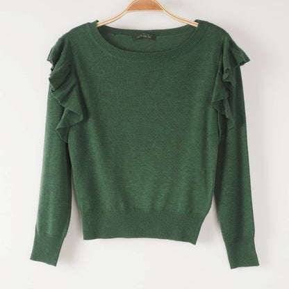 肩フリルニット