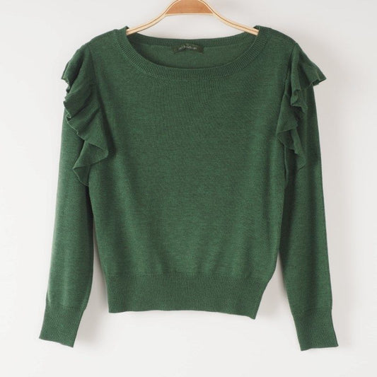 肩フリルニット