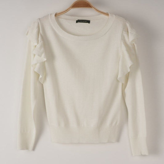 肩フリルニット