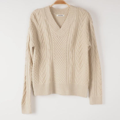 Vネックローゲージニット