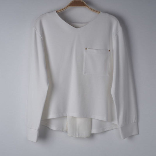 バックボタンチュールカットソー