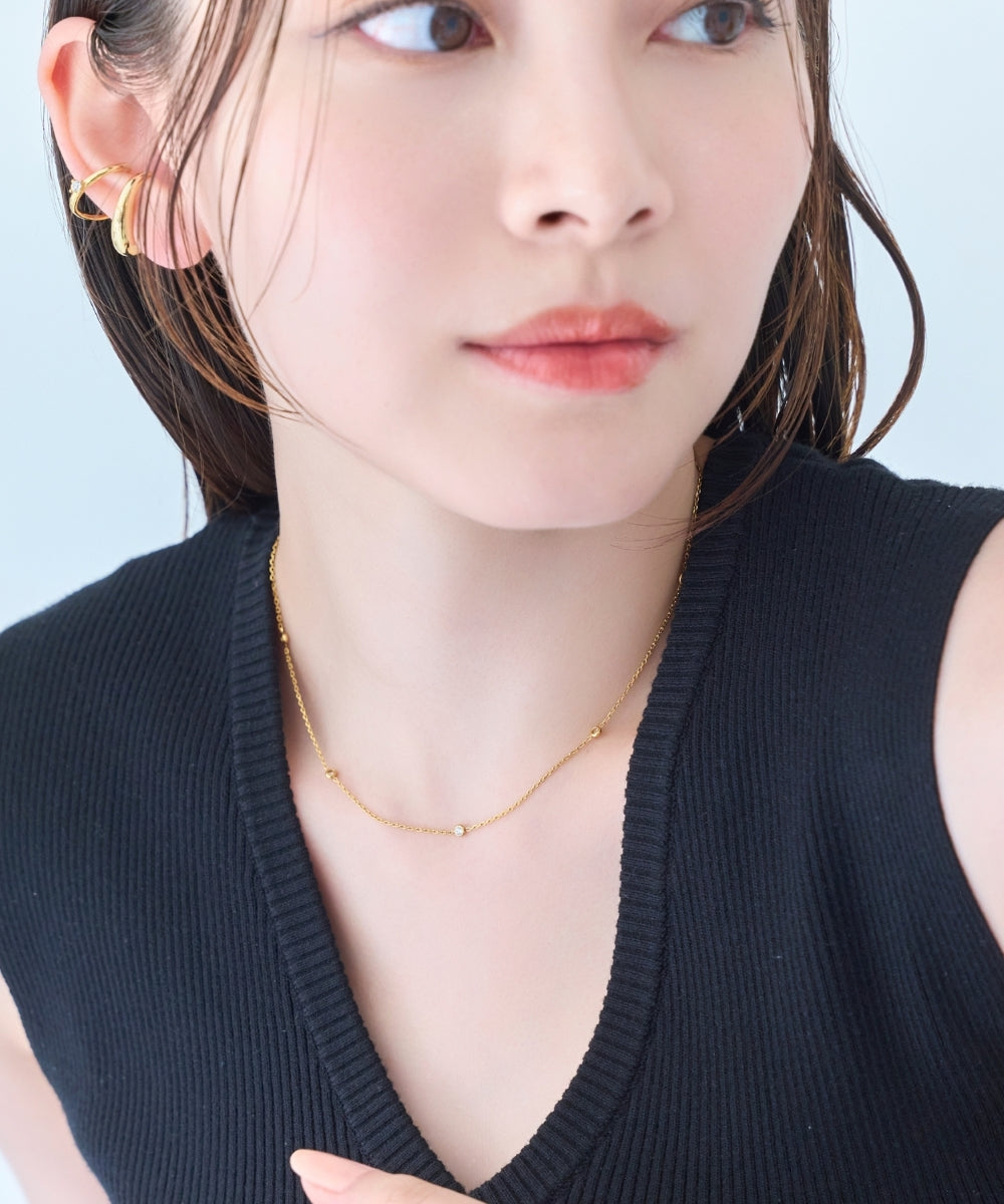 【金属アレルギー対応】ステーションビジューチョーカー