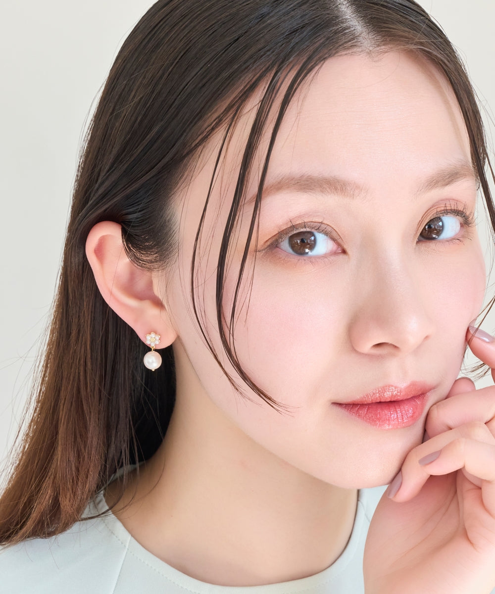 【金属アレルギー対応】フルールパールライトフィットイヤリング