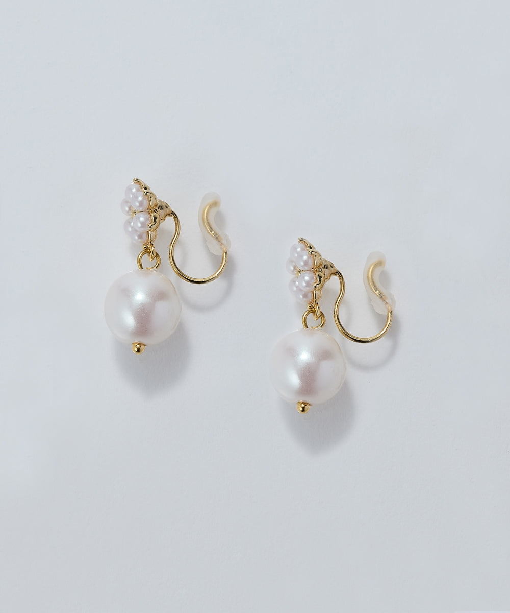 【金属アレルギー対応】フルールパールライトフィットイヤリング