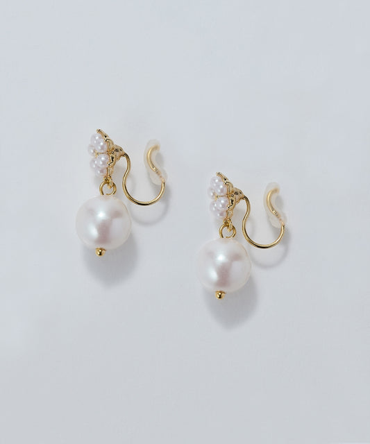 【金属アレルギー対応】フルールパールライトフィットイヤリング