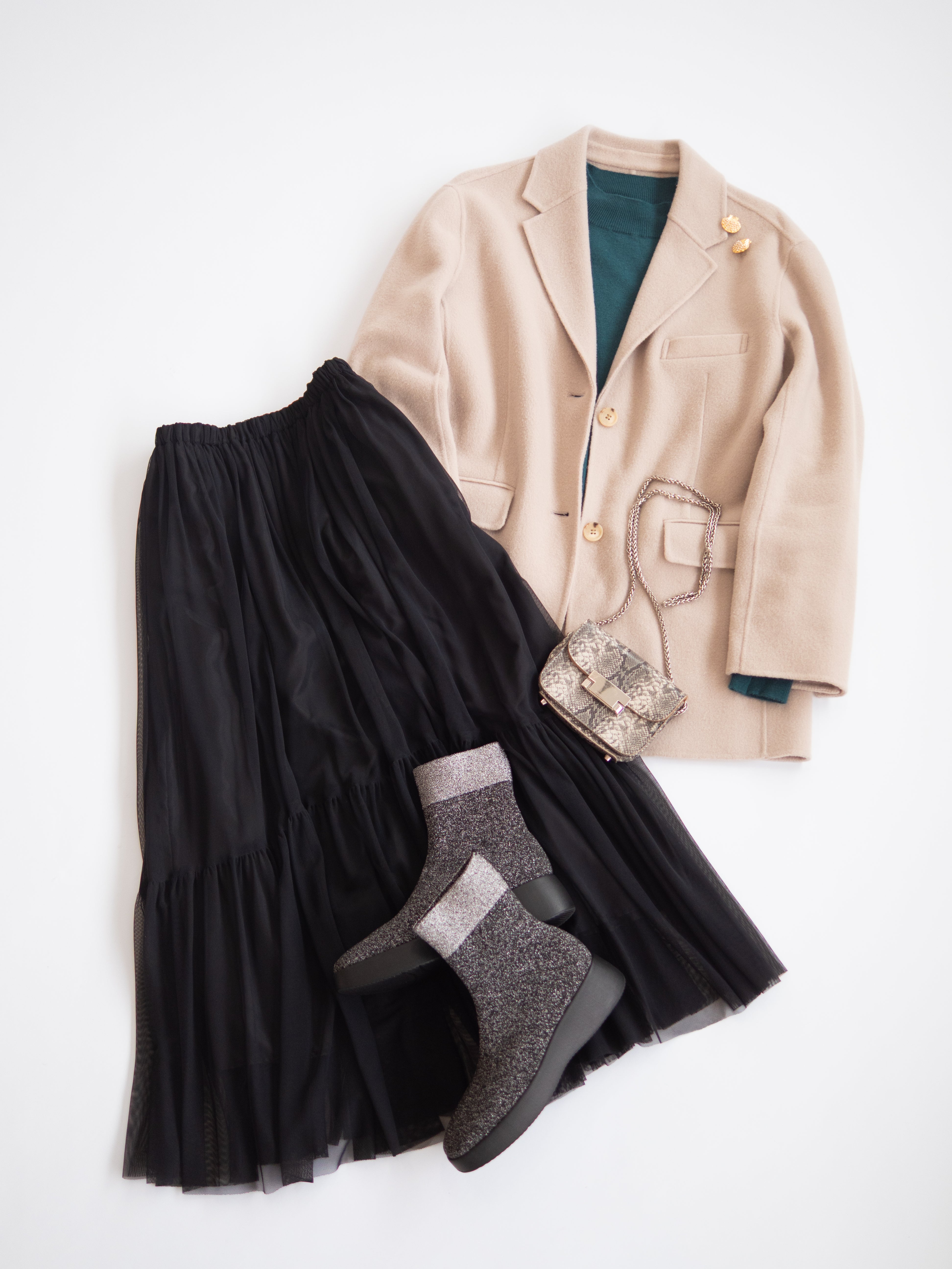 プラットフォーム ストレッチブーツ【ブラック×シルバーラメ】