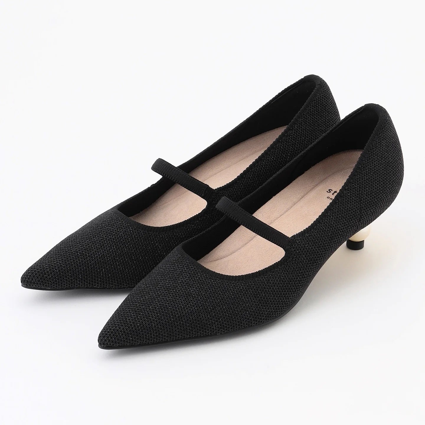 パールヒール パンプス【ブラック】