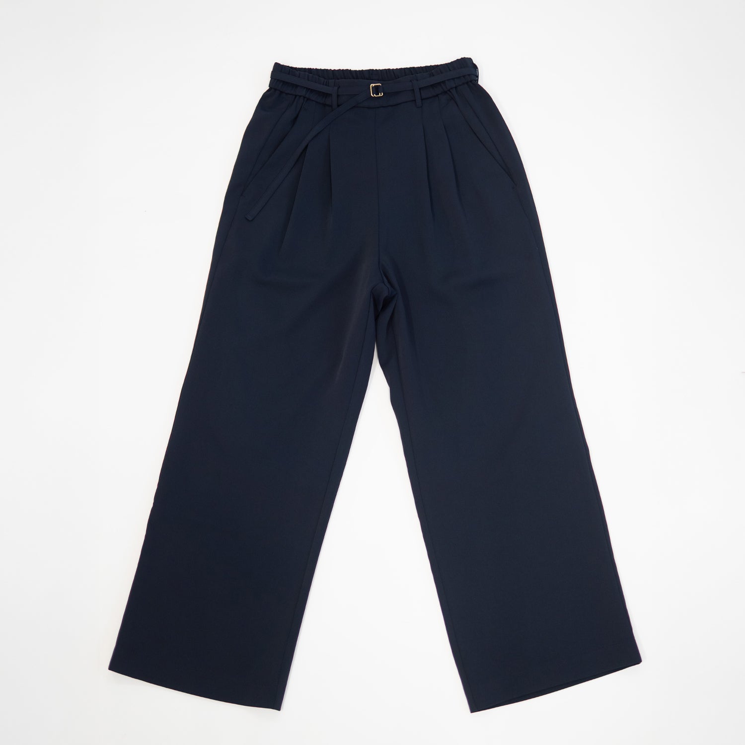 ベルト付きタックパンツ【ネイビー】