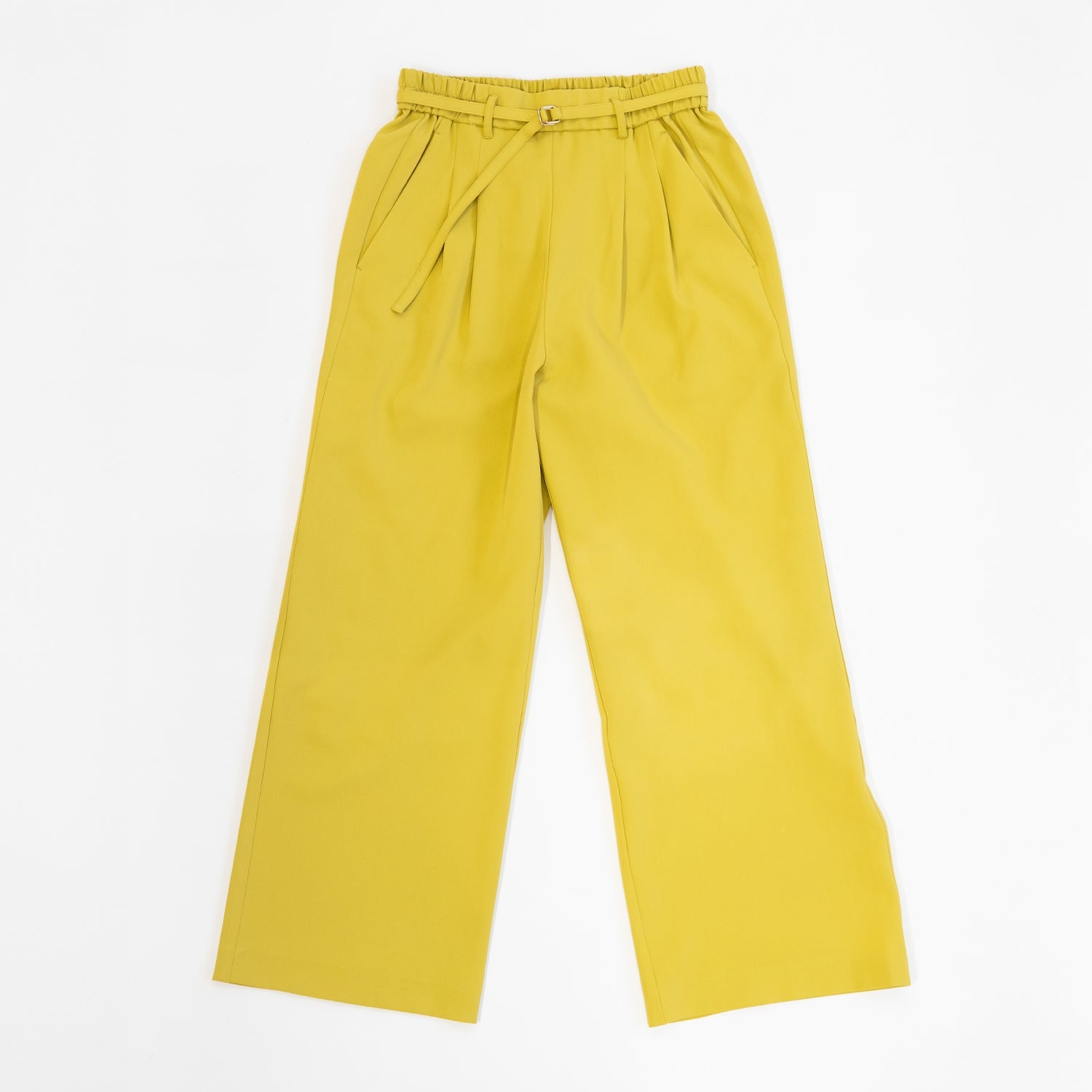 ベルト付きタックパンツ【イエロー】