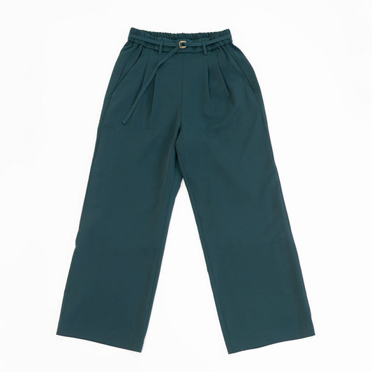 ベルト付きタックパンツ【グリーン】