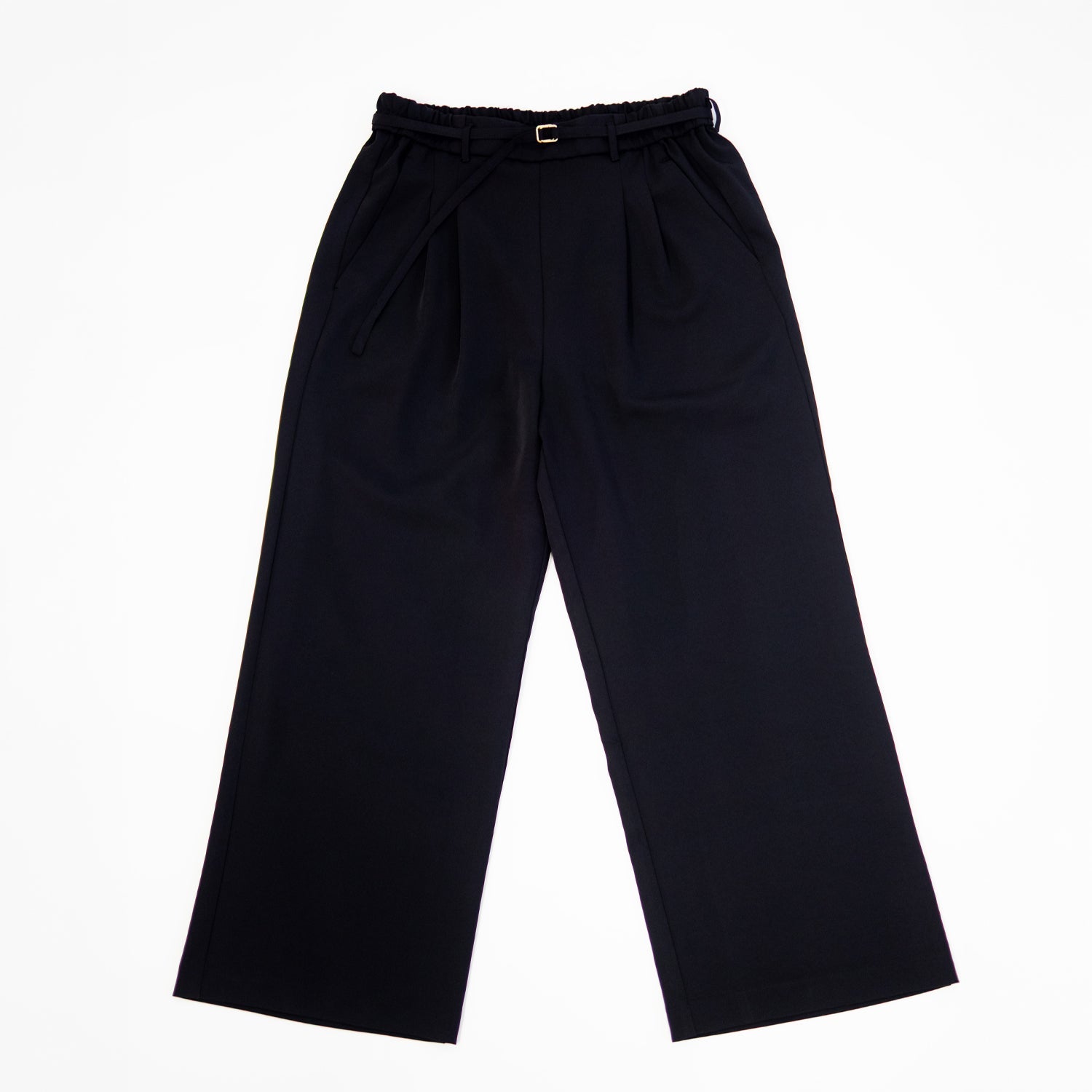 ベルト付きタックパンツ【ブラック】