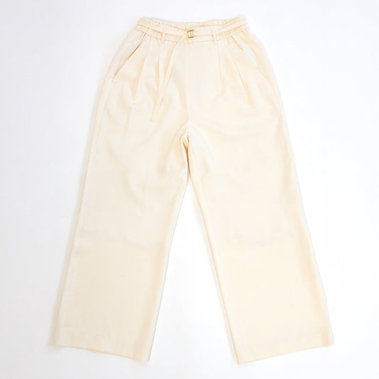 ベルト付きタックパンツ【ホワイト】