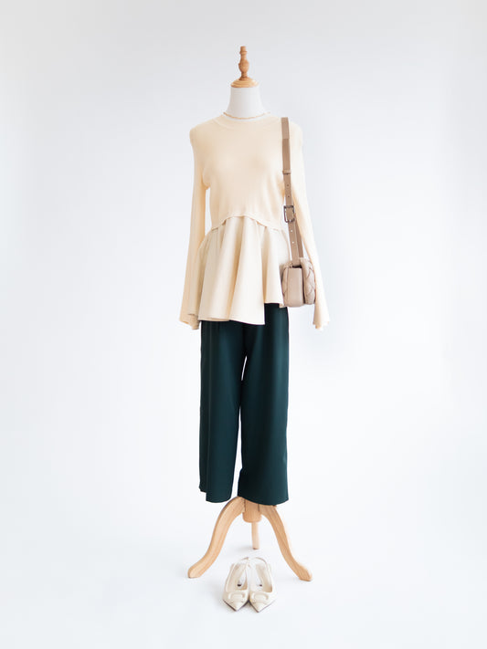 ベルト付きタックパンツ【グリーン】