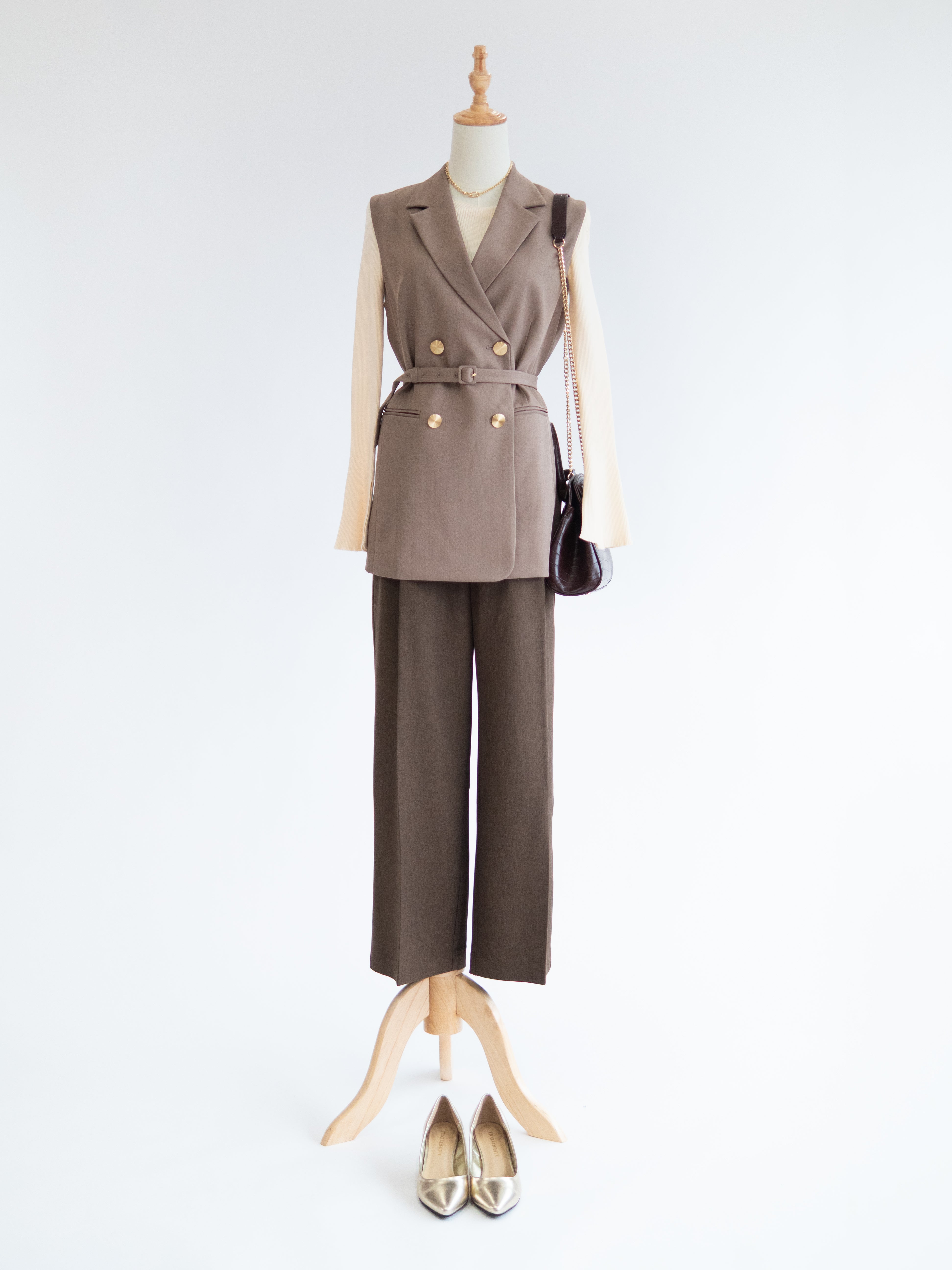 ベーシックワイドパンツ【ブラウン】