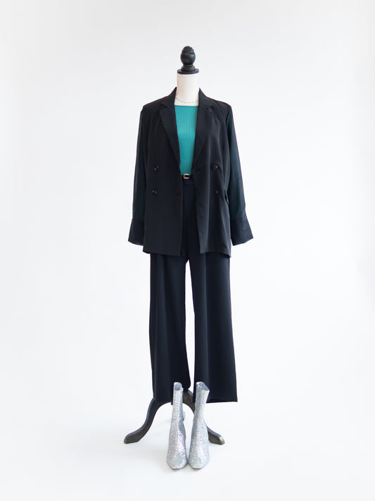 ベルト付きタックパンツ【ブラック】