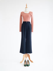 ベルト付きタックパンツ【ネイビー】