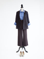 ベルト付きタックパンツ【ブラウン】