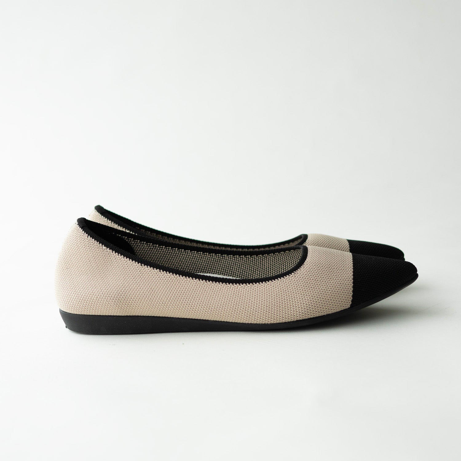 バイカラー ポインテッドパンプス【ベージュ系】