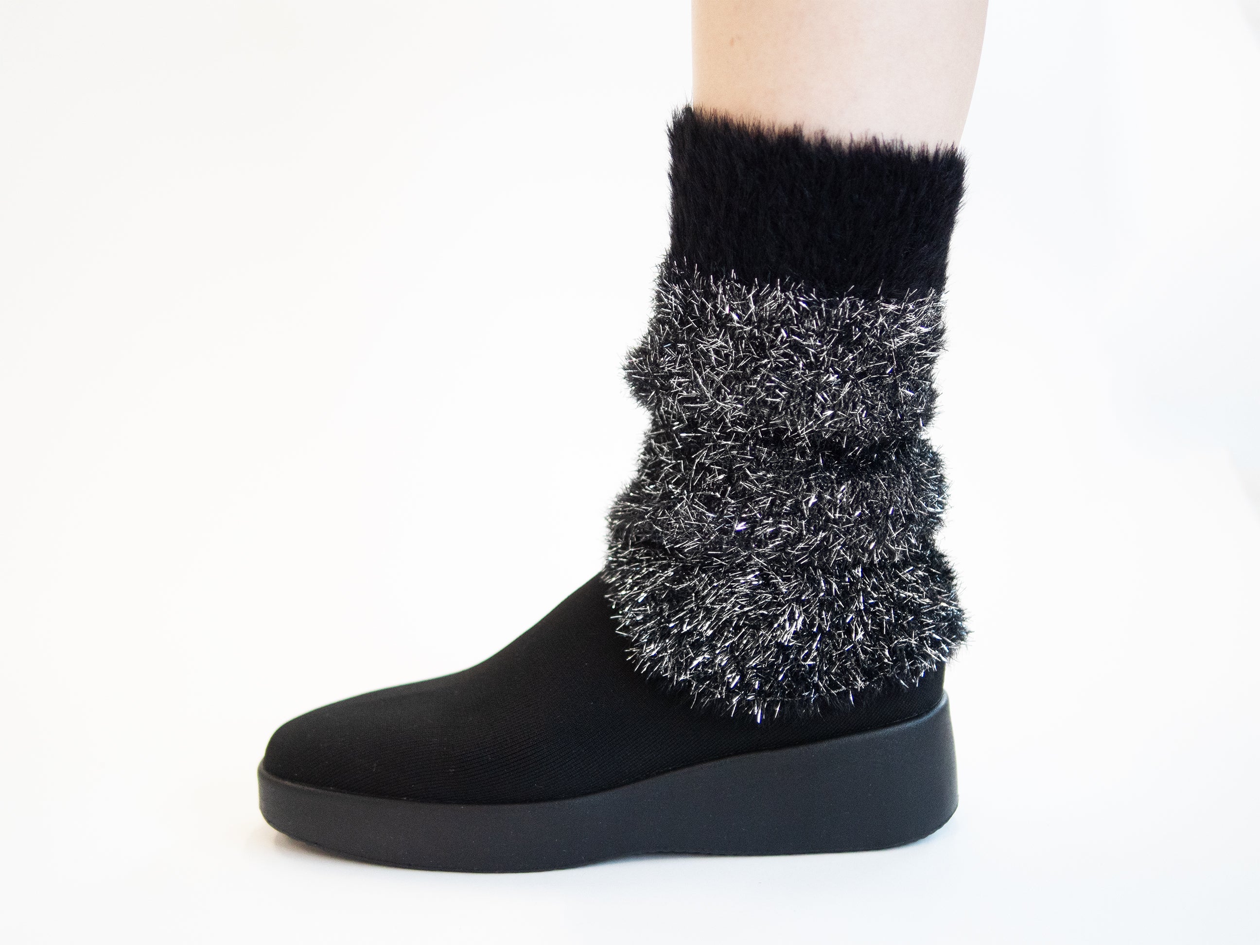 ブーツファーカバー【ブラック×シルバーラメ】