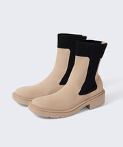 サイドゴアブーツ【ベージュ×ブラック】